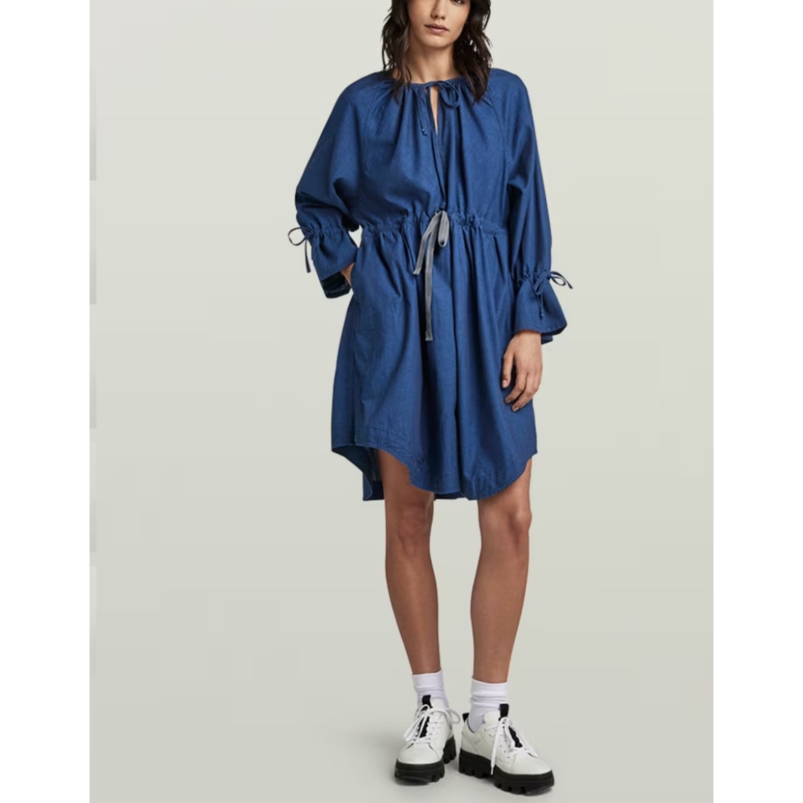 G-Star Raw Sniper Dress Rinsed Denim Blue Sz Small Nwt Relaxed Loose Fit Pockets